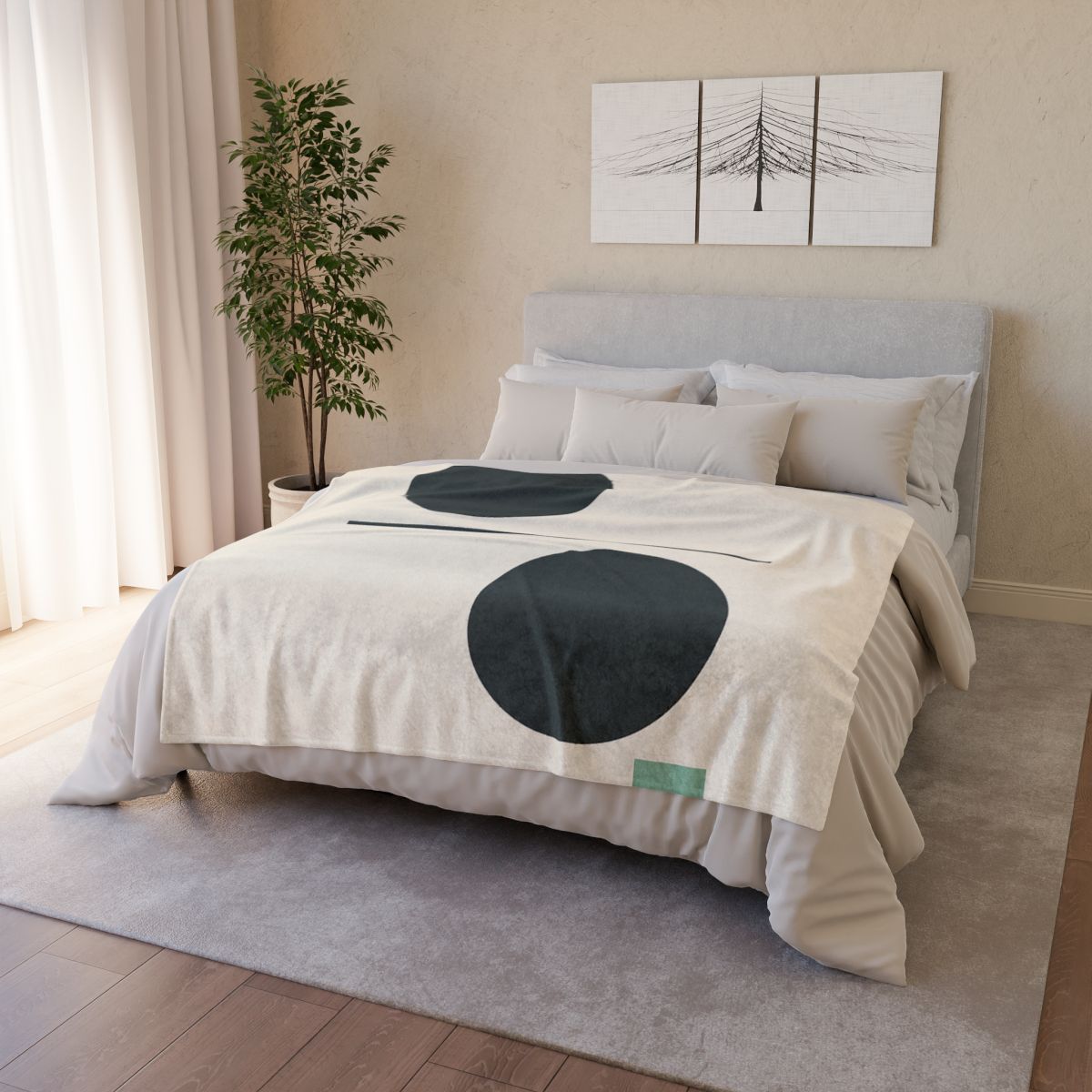 Offset Circle Bar Pairing soft fleece blankets