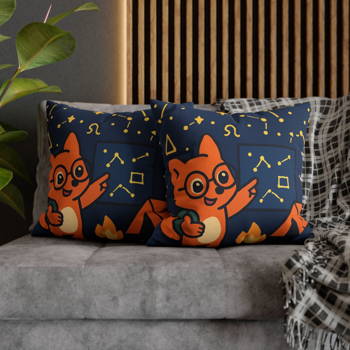 Constellation Camping With Fox Astronomer unique gift pillow cases
