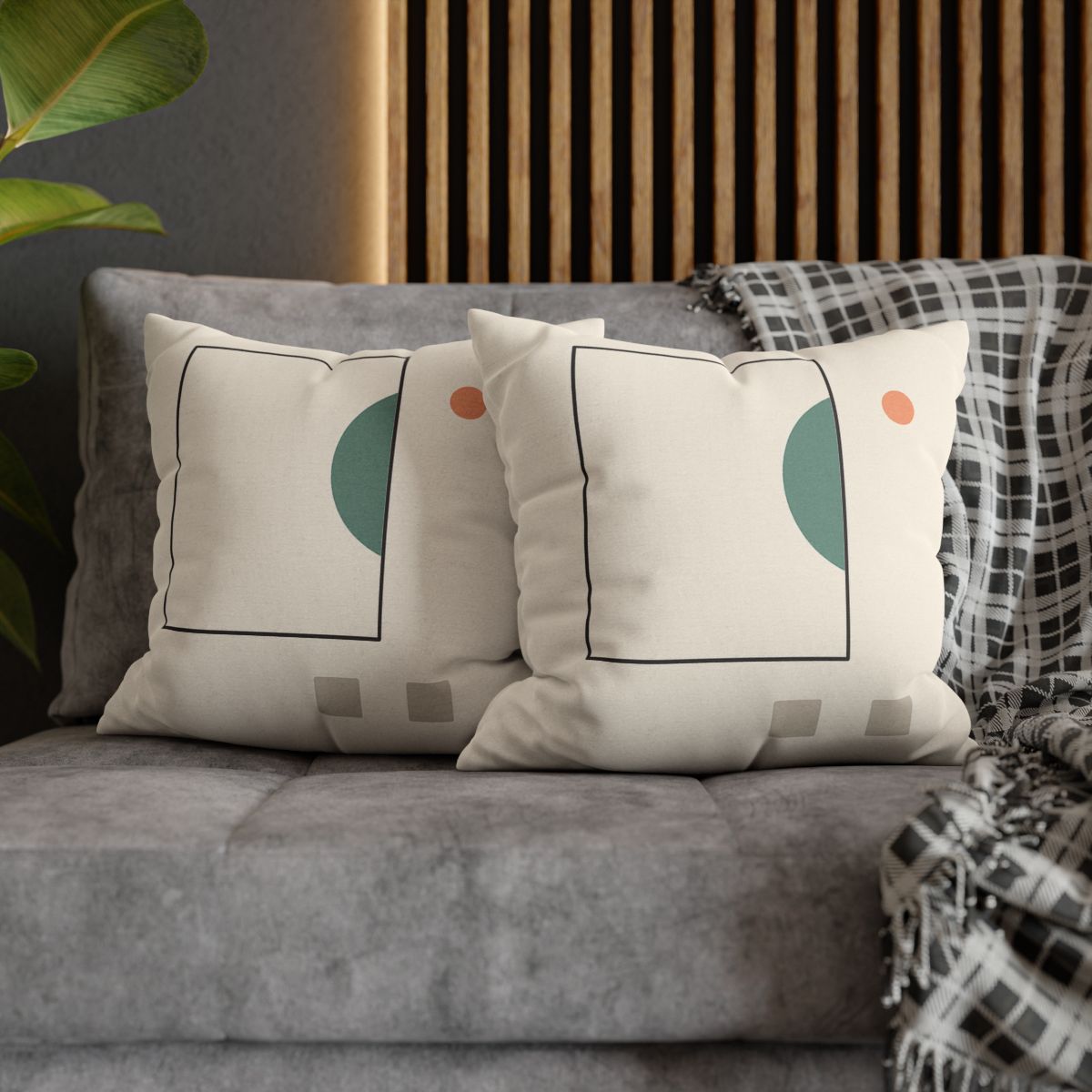 Offset Frame And Crescent Pause designer print pillow cases