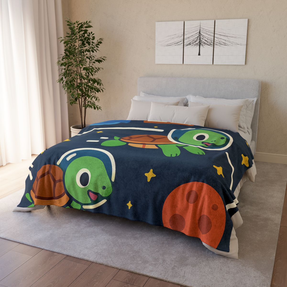 Time Dilation Turtle Race Across Star Track trendy patterned blankets