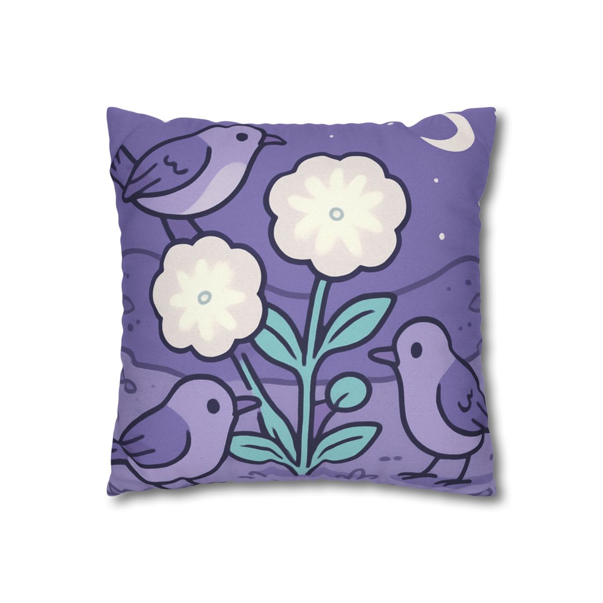 Moon Garden Nightingales designer print pillow cases