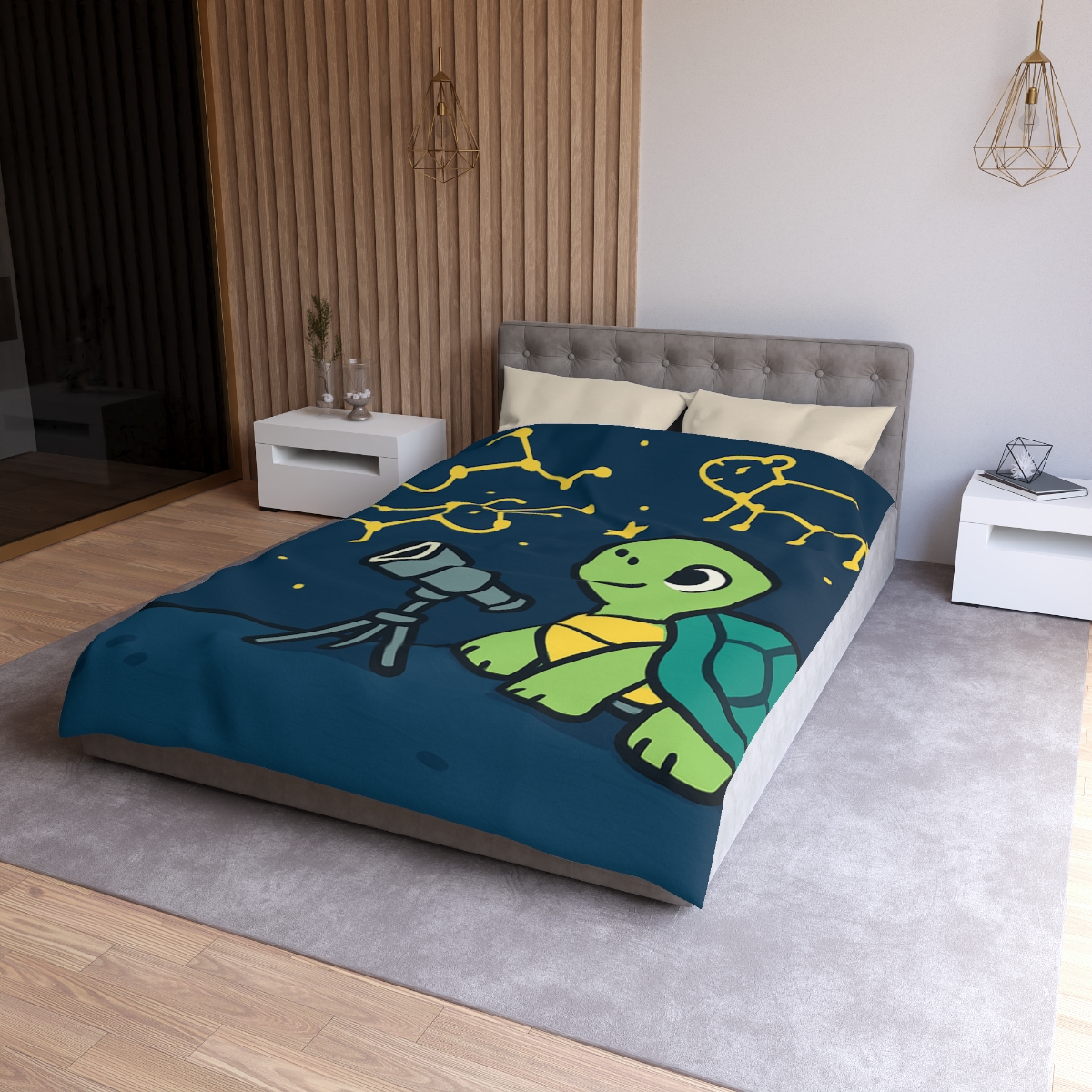Stargazing Space Turtle stylish duvet covers
