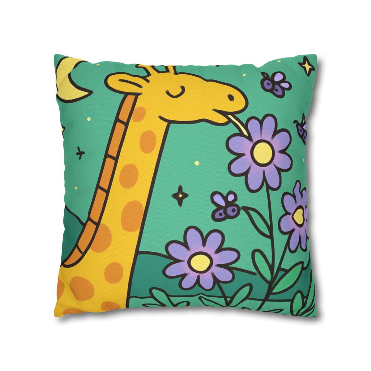 Galactic Garden Giraffe designer print pillow cases