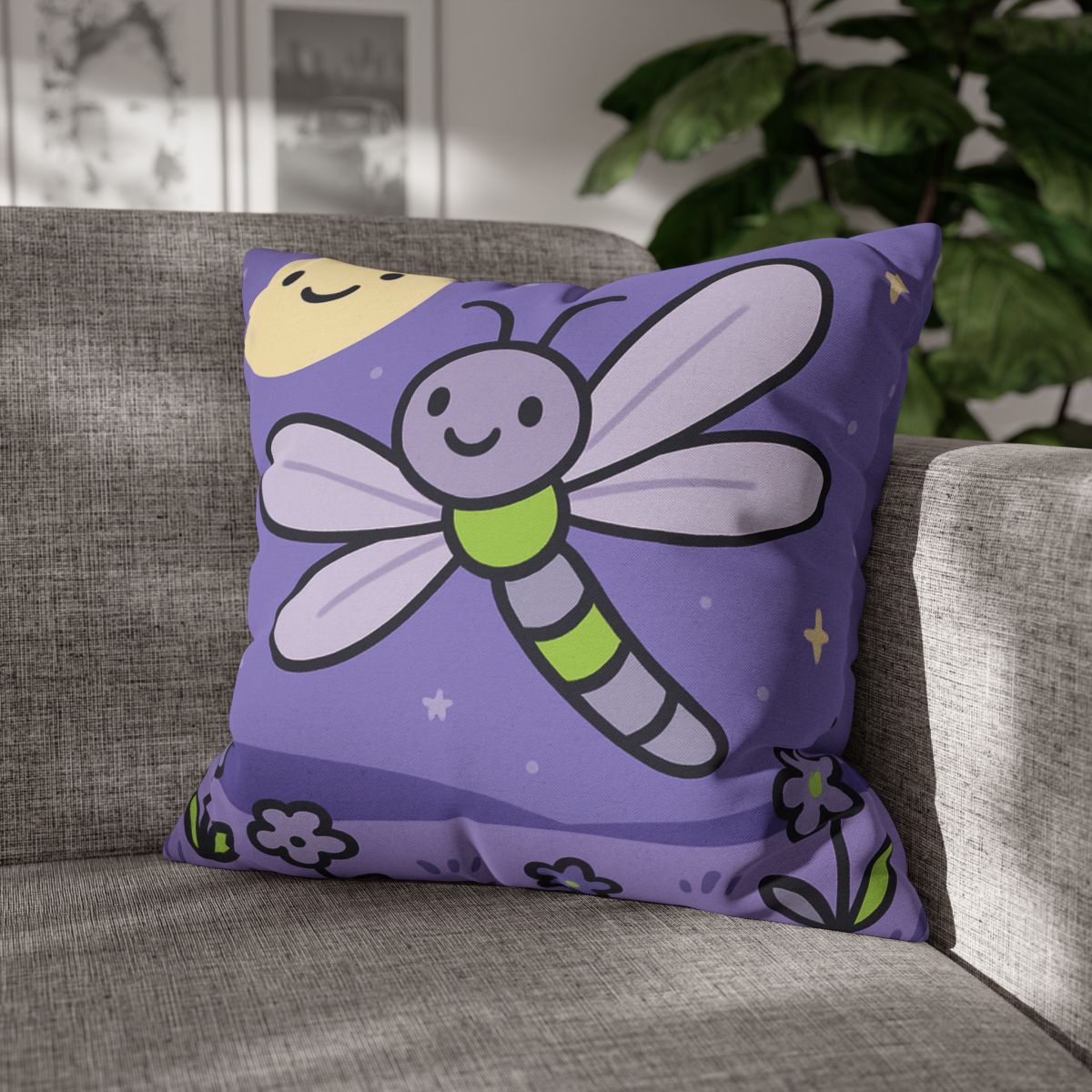 Moonlight Meadow Dragonfly personalized pillow covers