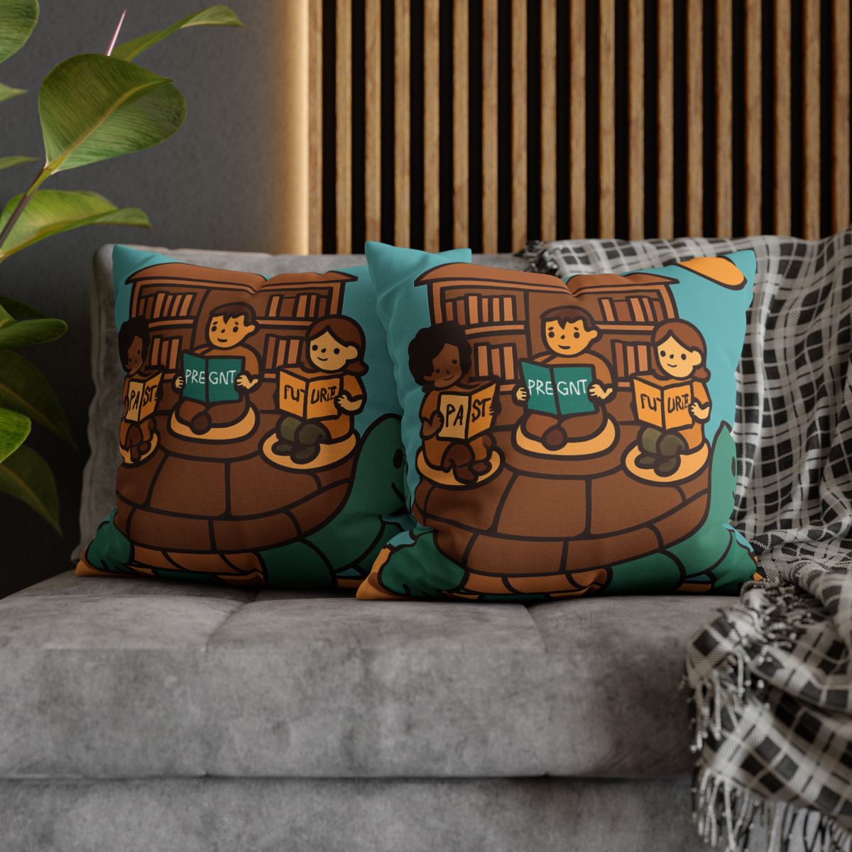 Time Traveling Turtle Library custom pillow cases