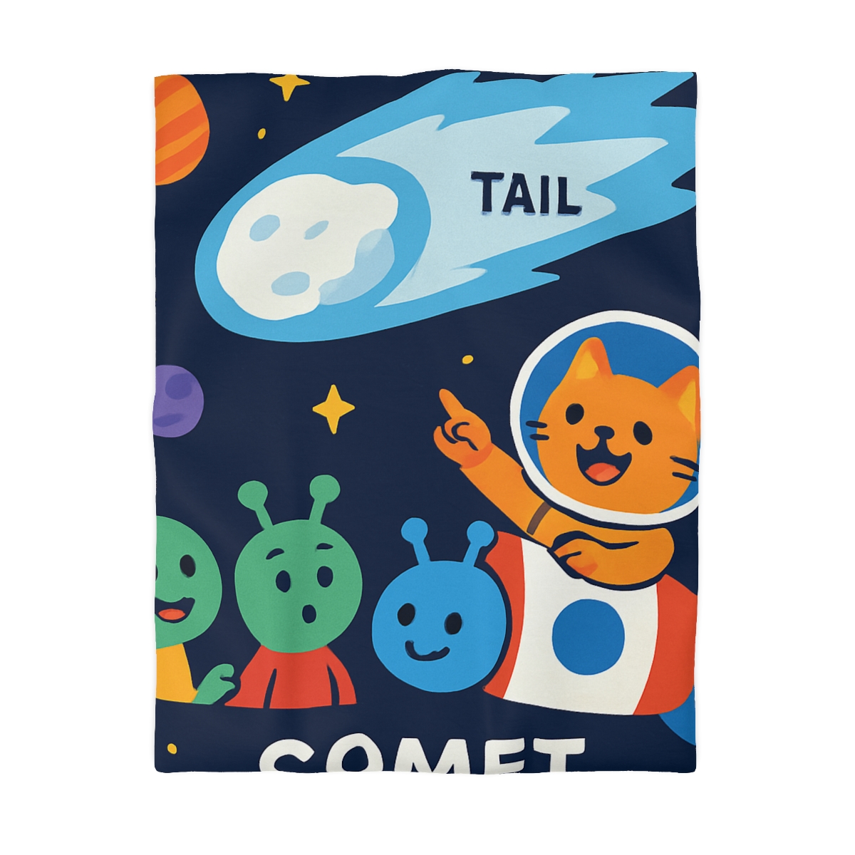 Comet Classroom With Captain Cat personalized bedding duvets