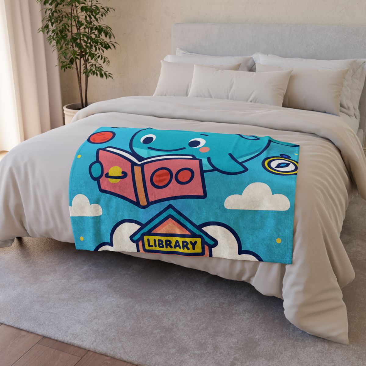 Nebula Library Sky Whale Reading Time unique gift blanketscustom blankets