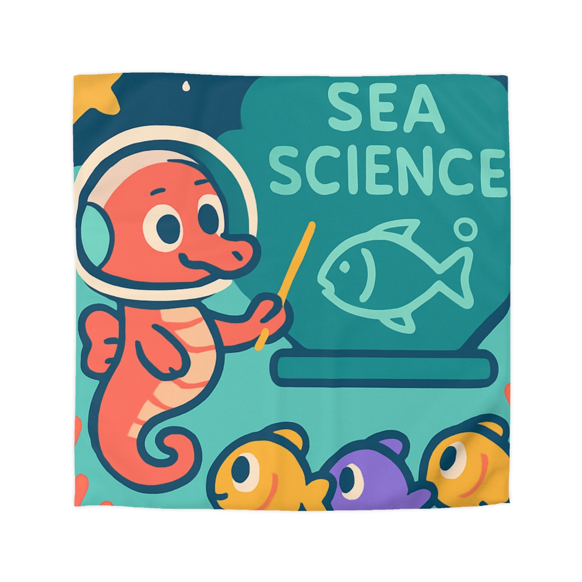 Galactic Seahorse Classroom personalized bedding duvets