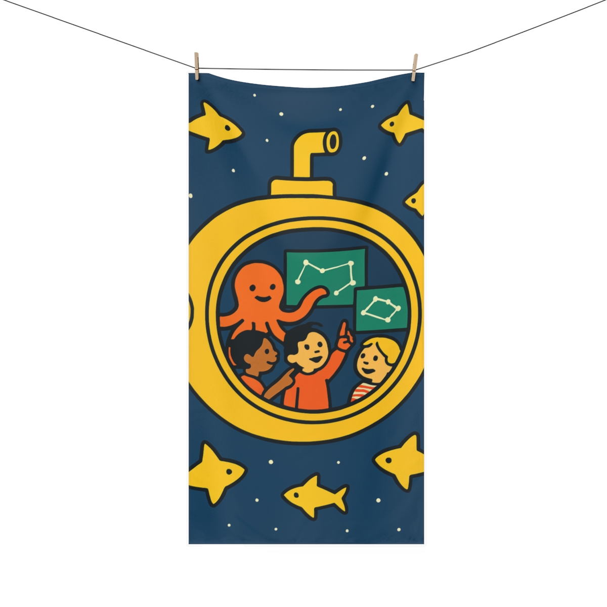 Ocean Of Stars Submarine School personalized bath towels