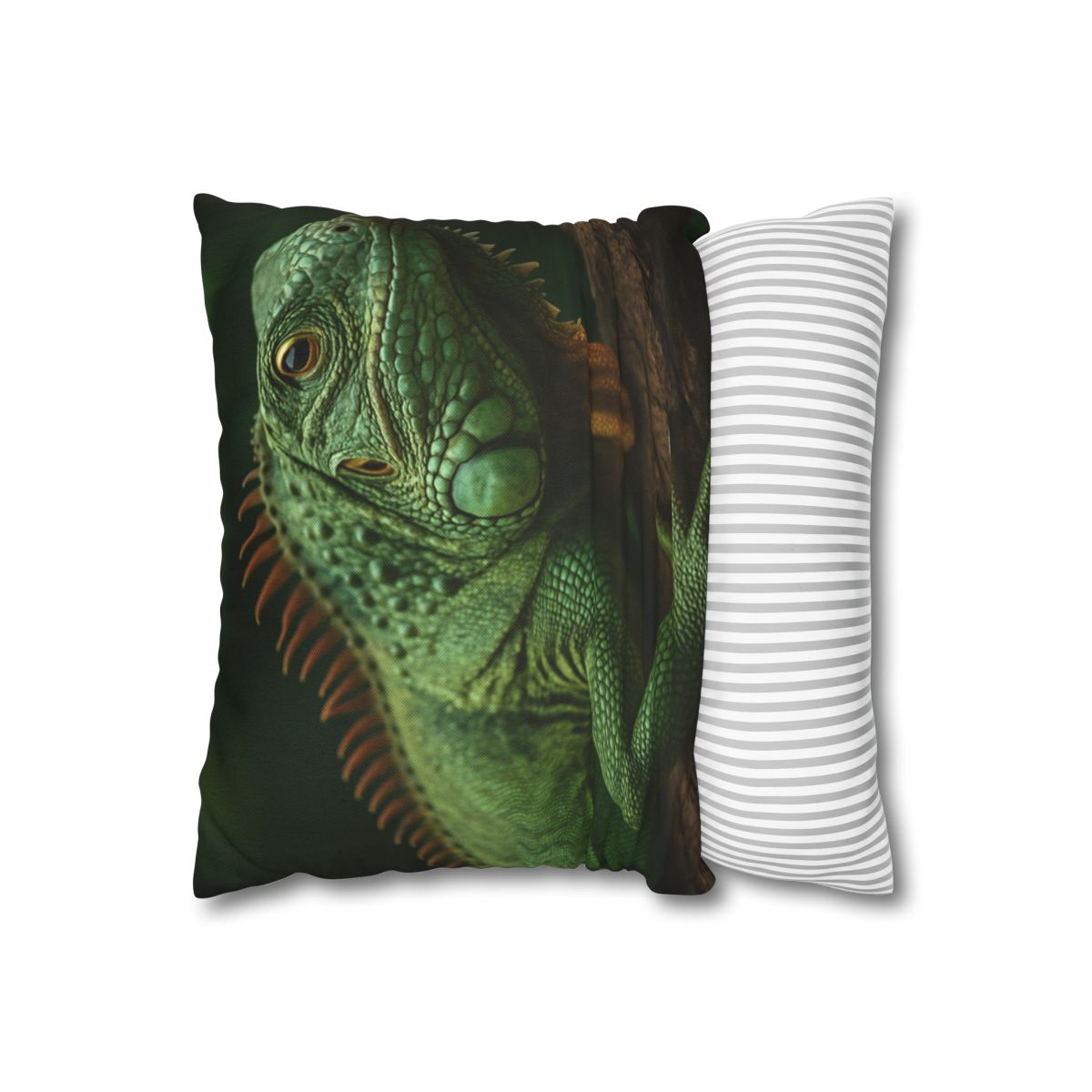 Sunlit Perch Green Iguana designer print pillow cases
