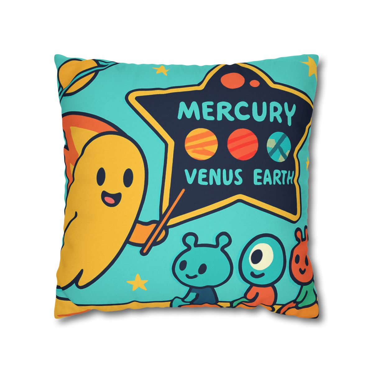 Comet Classroom On A Floating Asteroid designer print pillow cases