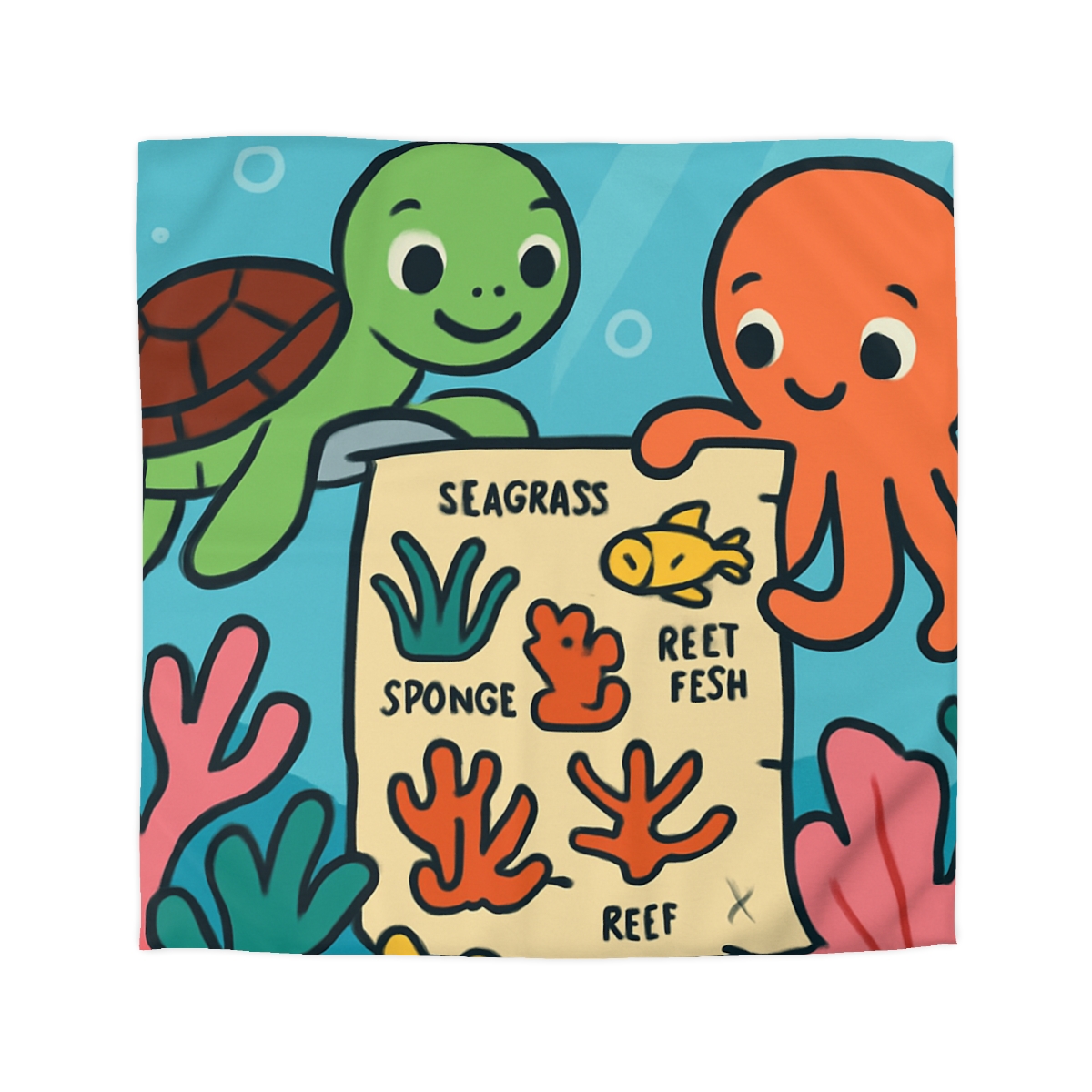 Coral Reef Map Makers personalized bedding duvets