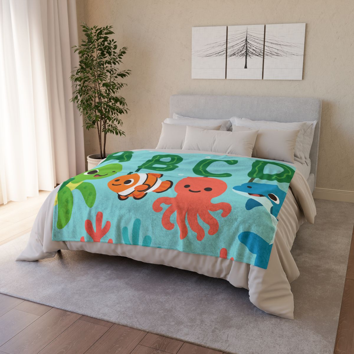 Coral Reef Alphabet Parade stylish throw blankets