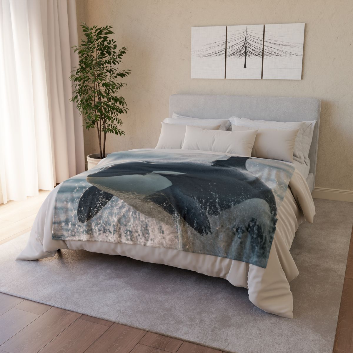 Tidal Monarch Orca personalized cozy blankets