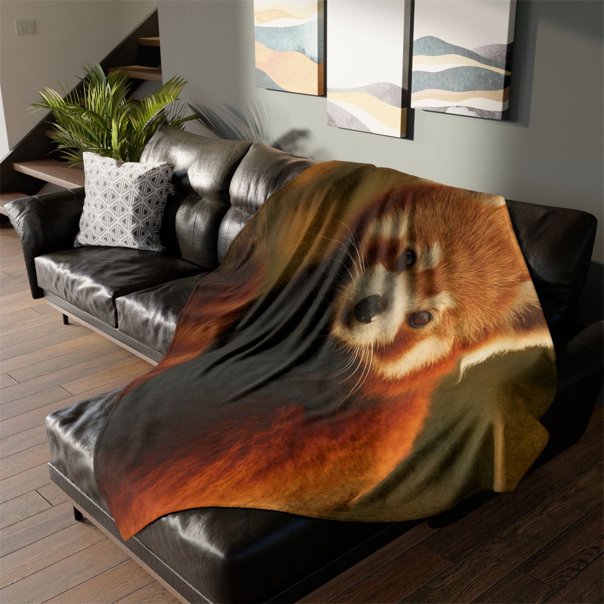 Crimson Whisper Red Panda trendy patterned blankets