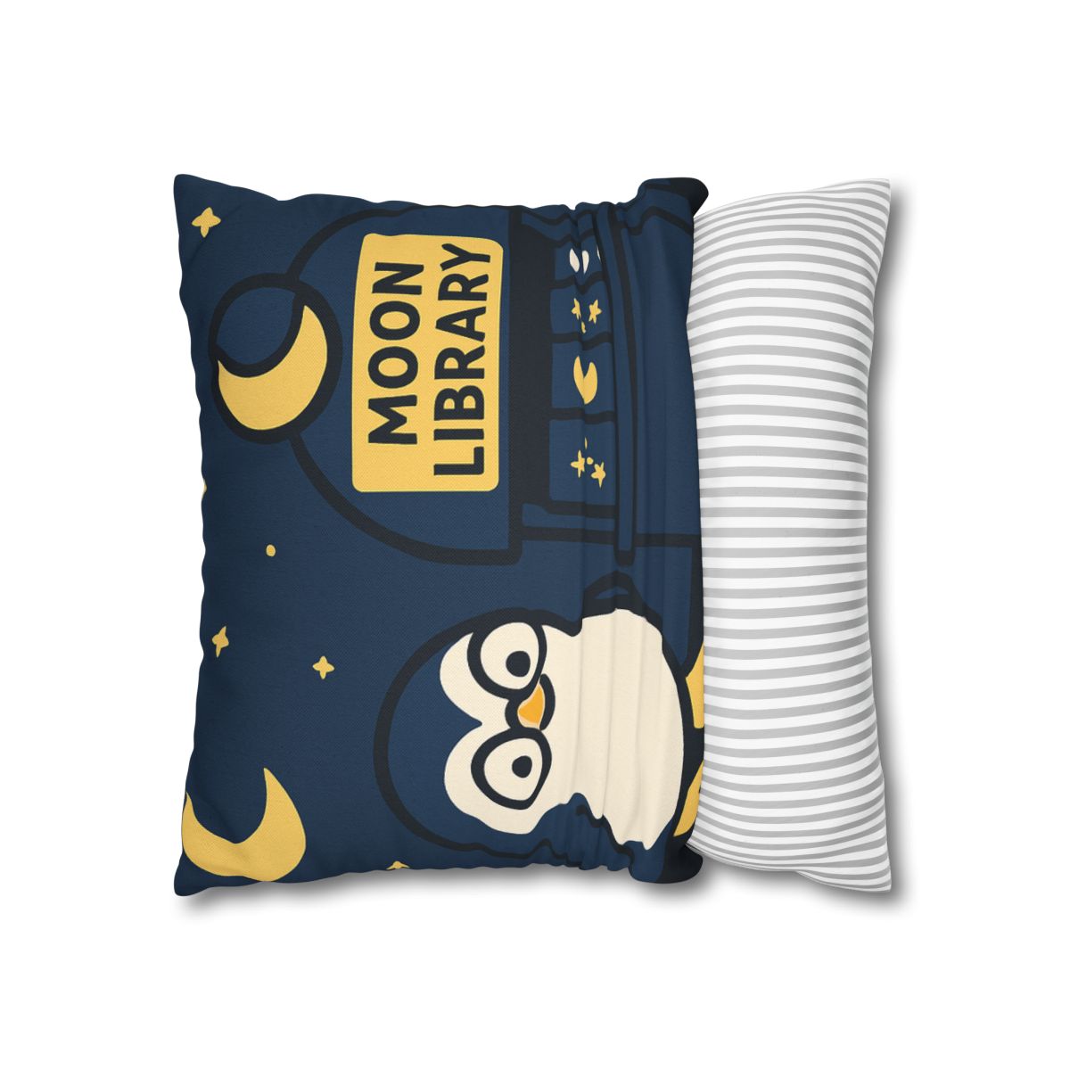 Moonlight Library Run By A Wise Penguin Astronomer designer print pillow cases