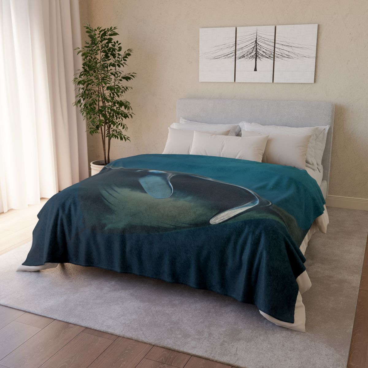 Starlit Glide Manta Ray soft fleece blankets