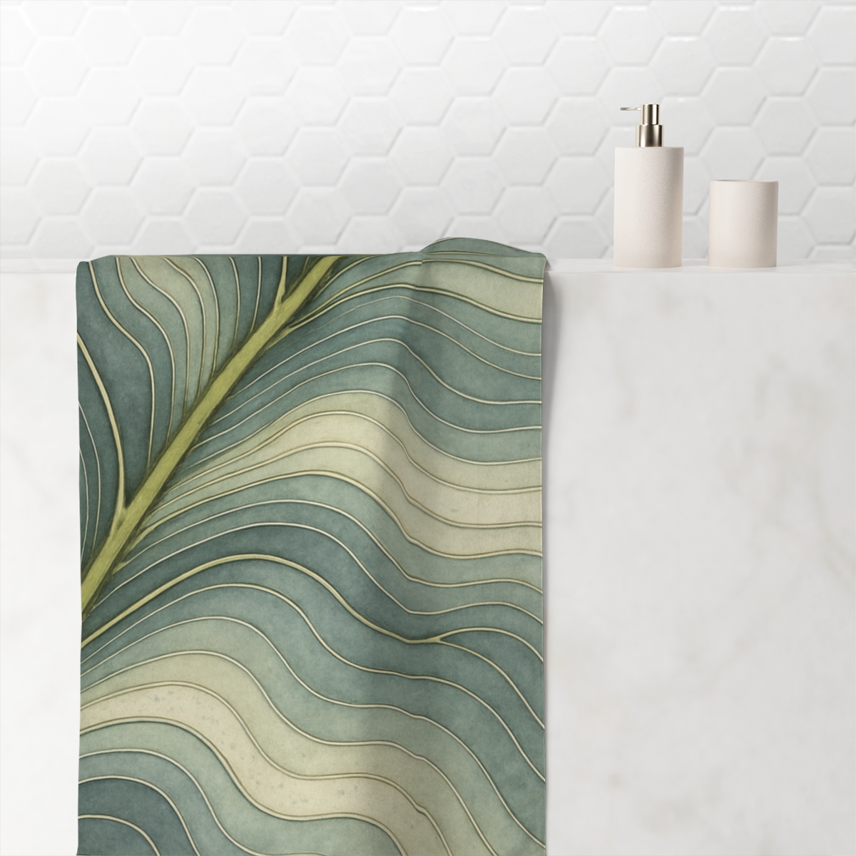 Leaf Vein Topography Map designer printed towels