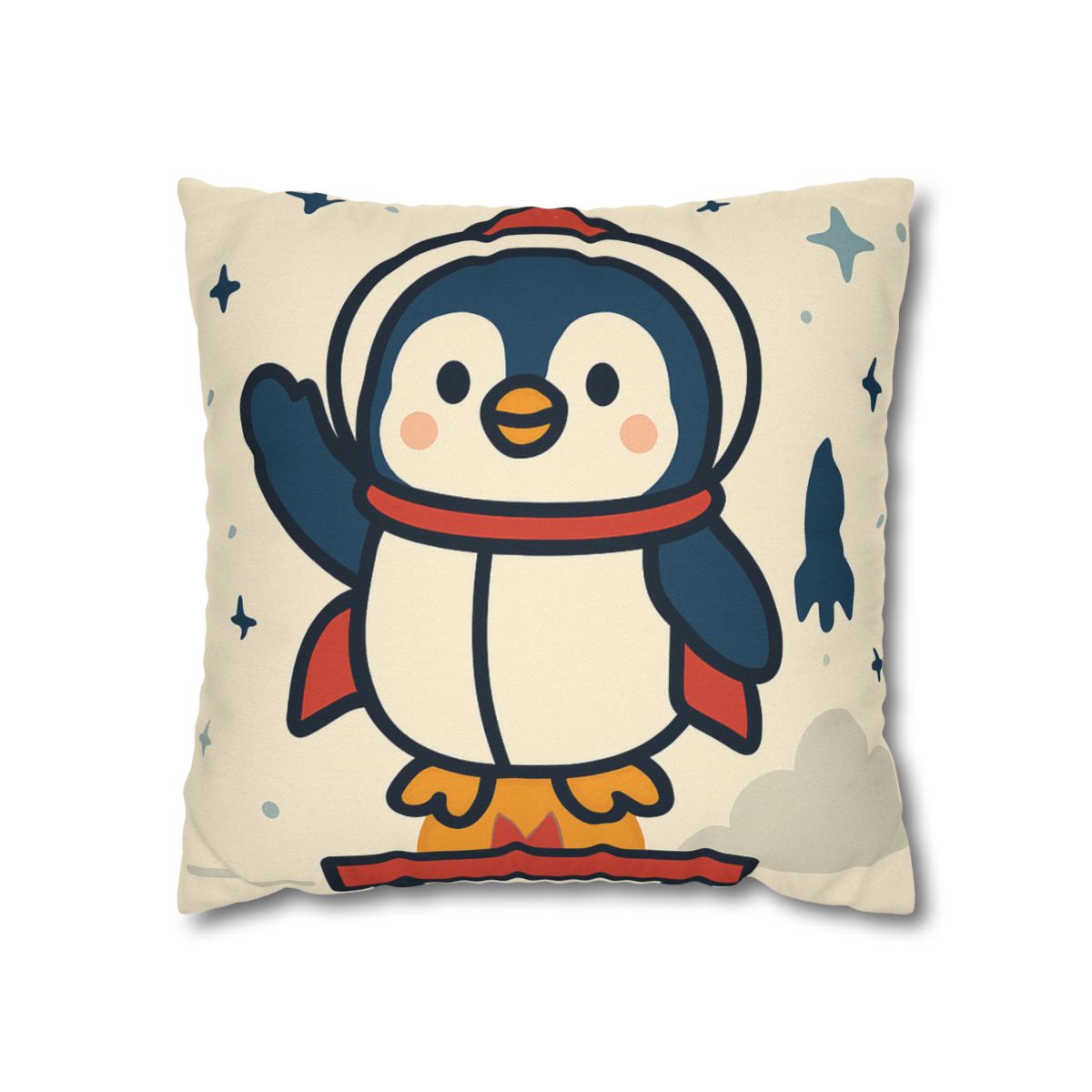 Rocket-Pilot Penguin designer print pillow cases