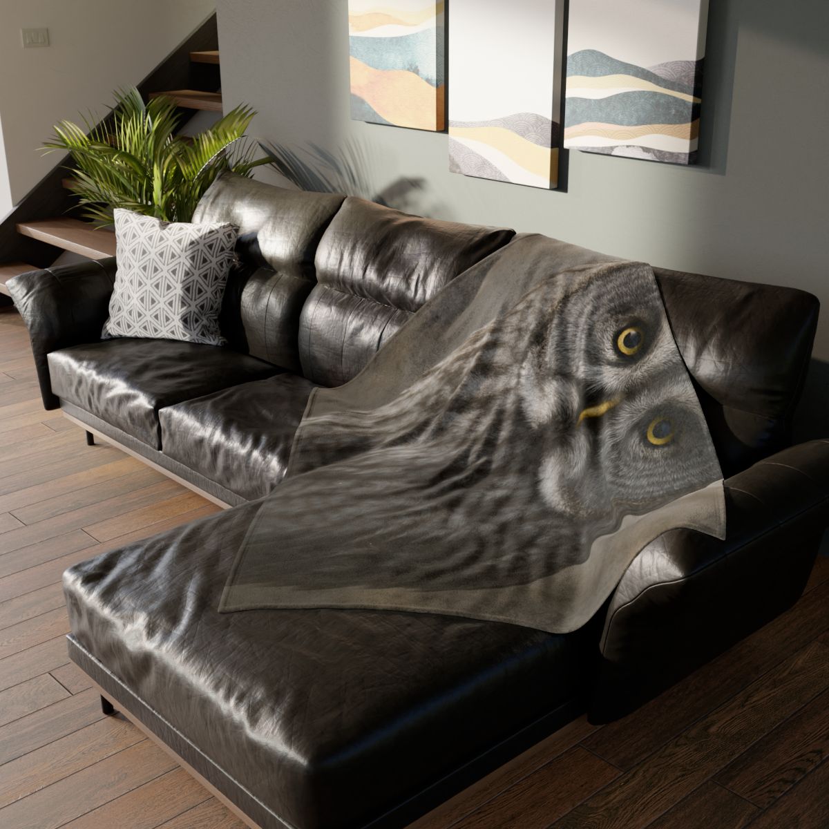 Frost Note Great Gray Owl stylish throw blankets
