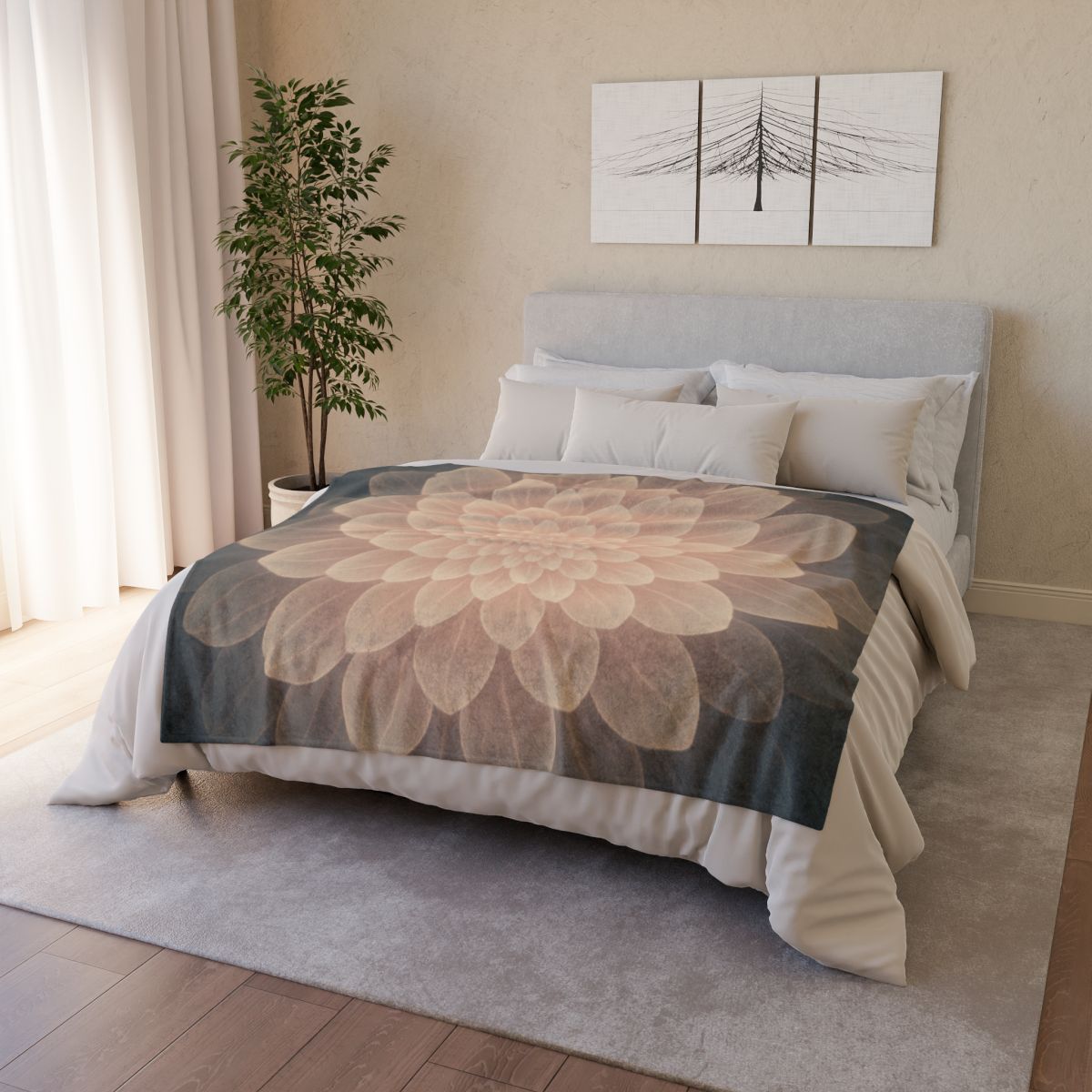 Petal Halo Fractals stylish throw blankets
