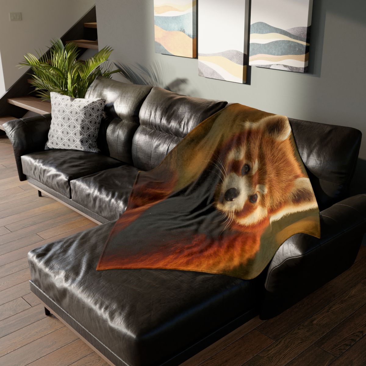Crimson Whisper Red Panda trendy patterned blankets