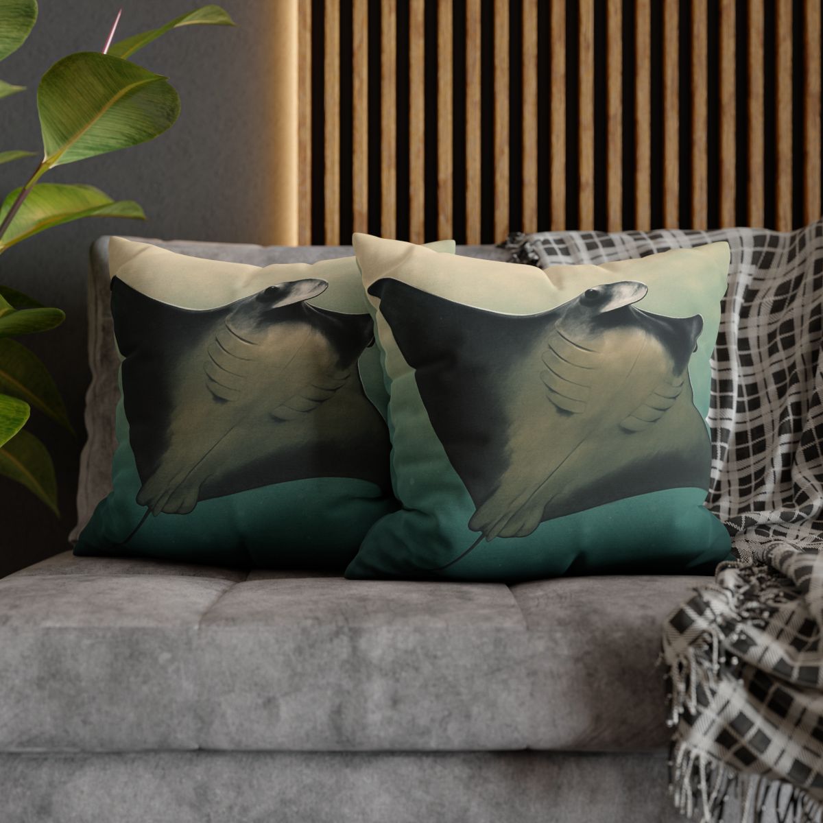 Velvet Current Manta Ray custom pillow cases