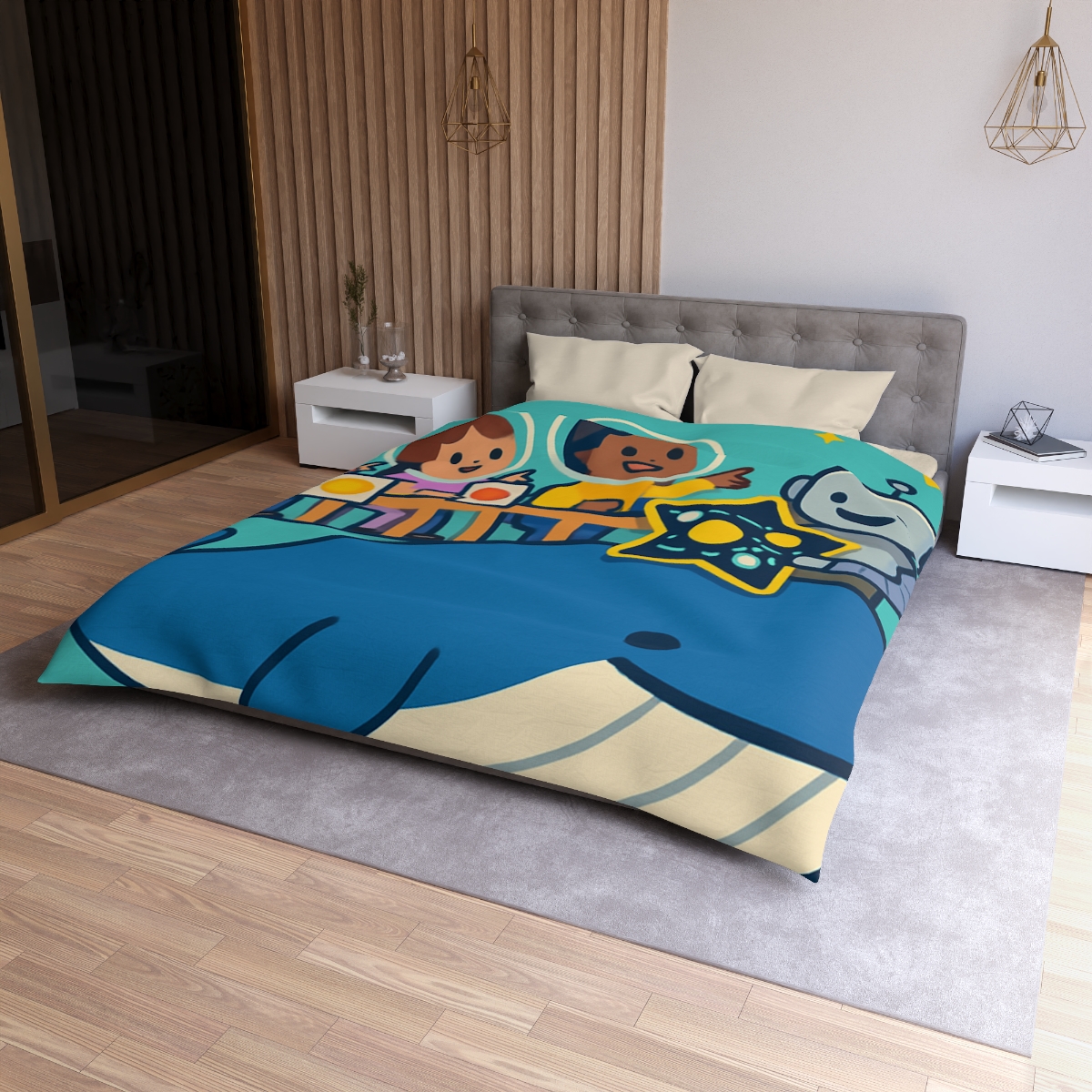 Comet Classroom In The Sky Whale custom duvets