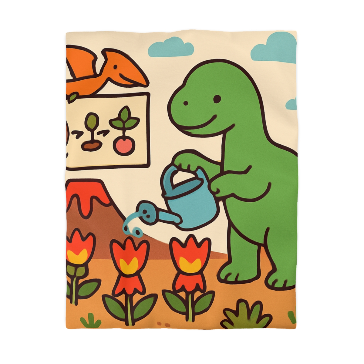 Volcano Garden Of Friendly Dinosaurs personalized bedding duvets