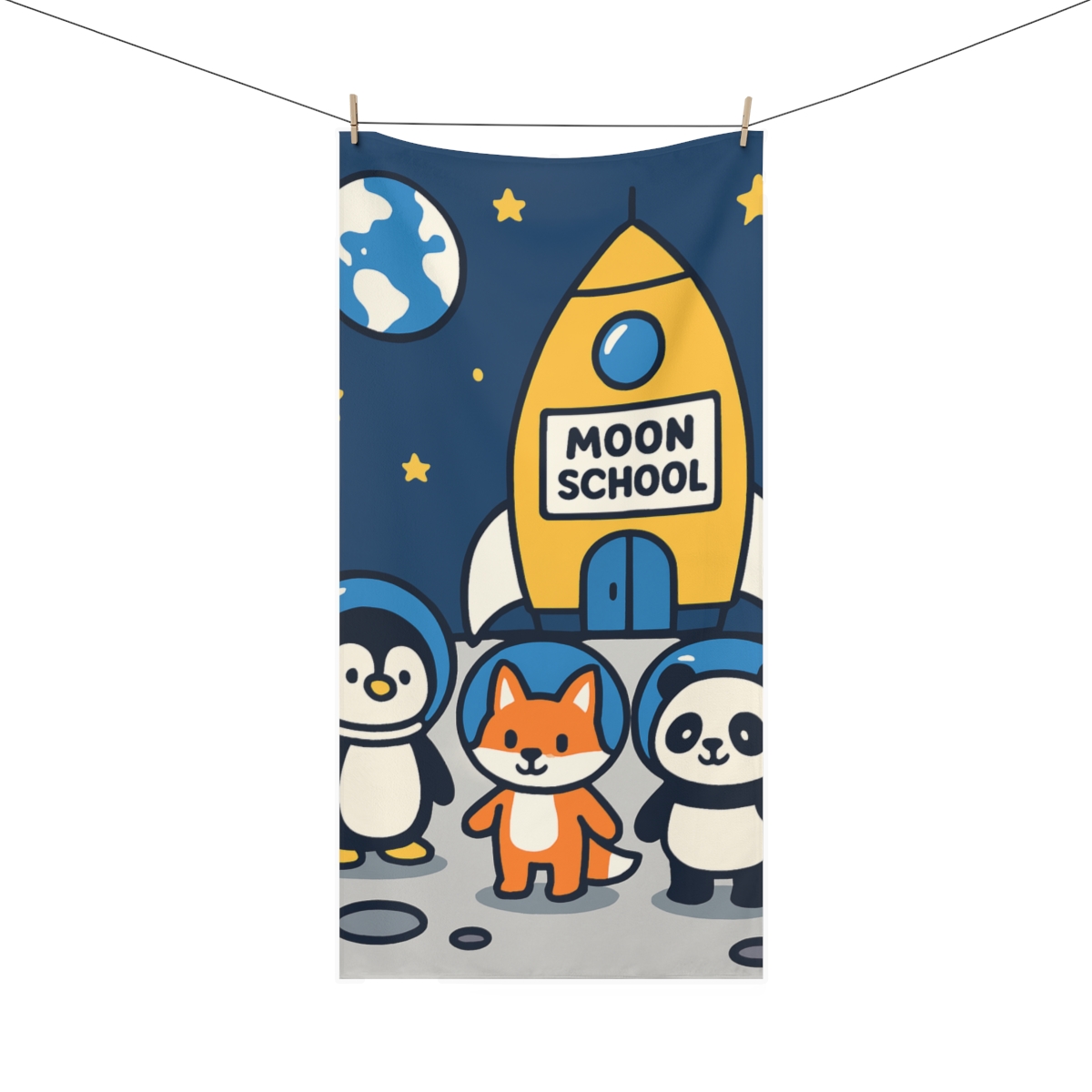 Rocket School On The Moon decorative home towels