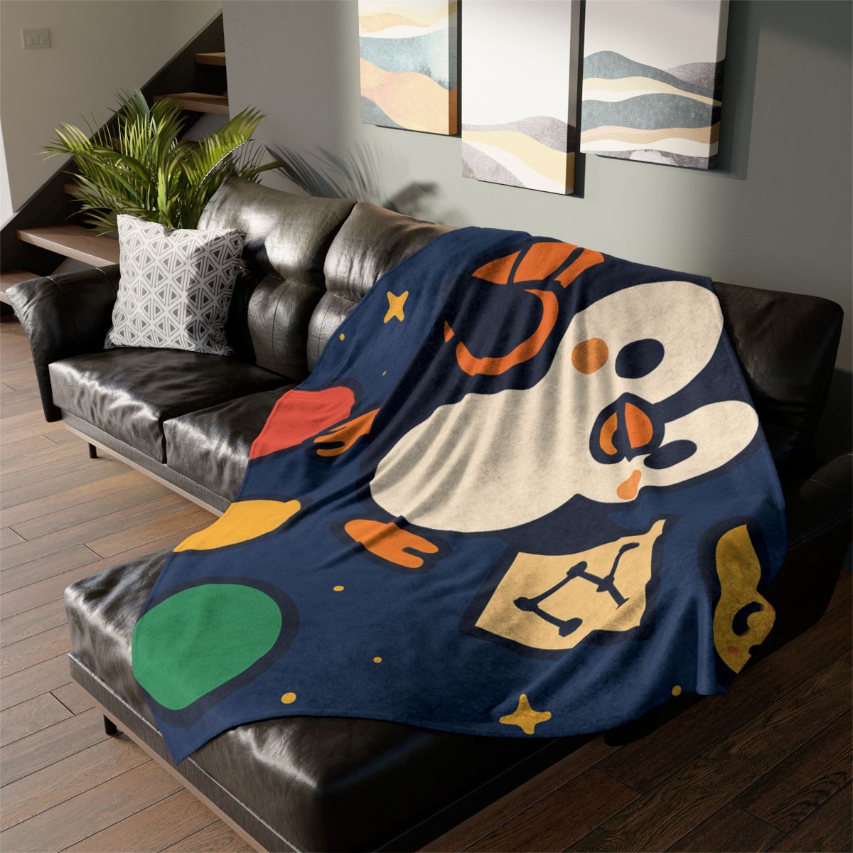 Planet Hopping Penguin Explorer designer printed blankets
