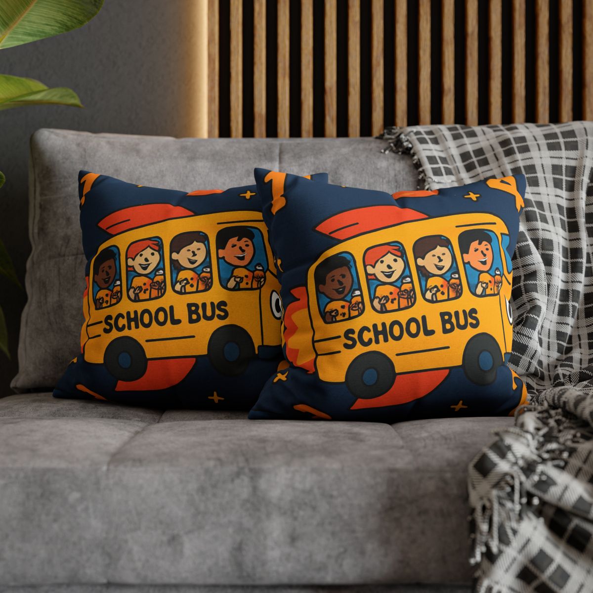 Rocket School Bus To Planet Math stylish decorative pillowcases