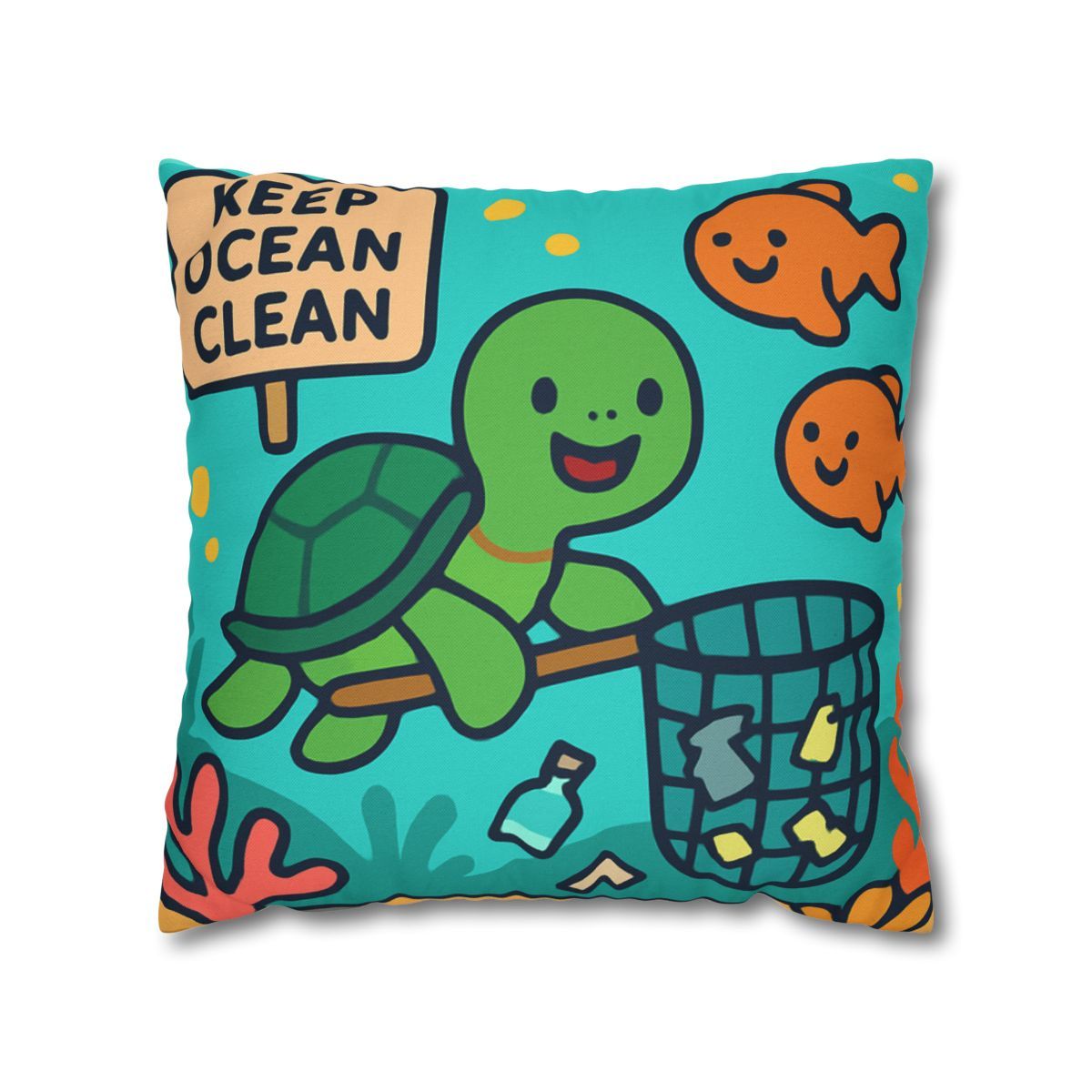 Coral Reef Clean Up Crew soft cotton pillow cases