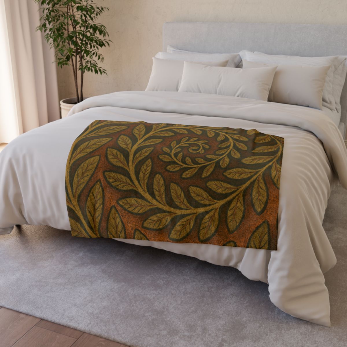 Frond Spiral Weave designer printed blankets