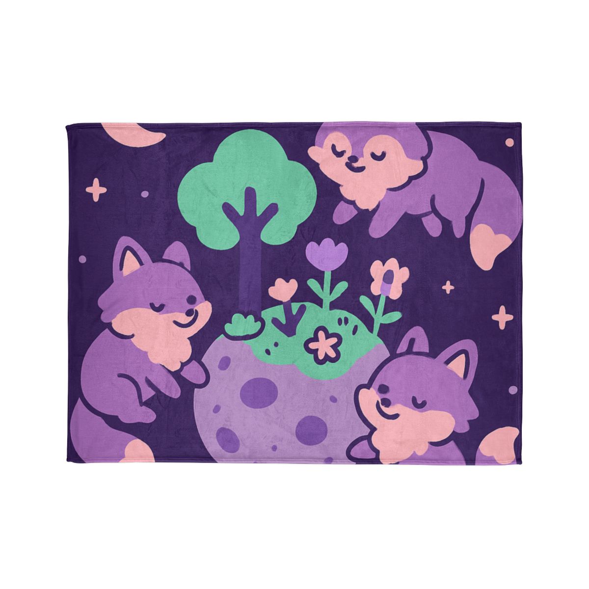 Galaxy Garden Of Floating Foxes decorative home blankets