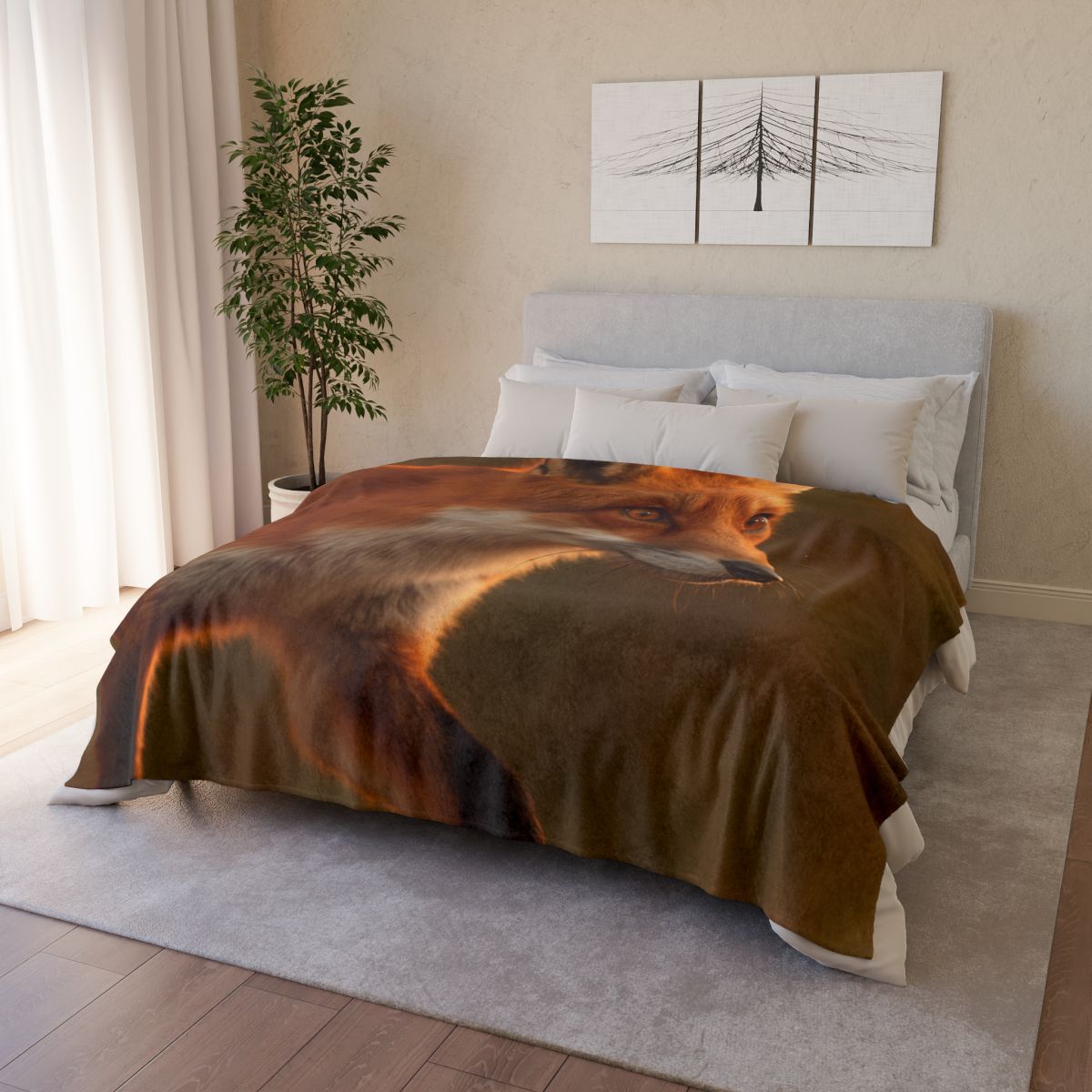 Crimson Whisper Red Fox decorative home blankets