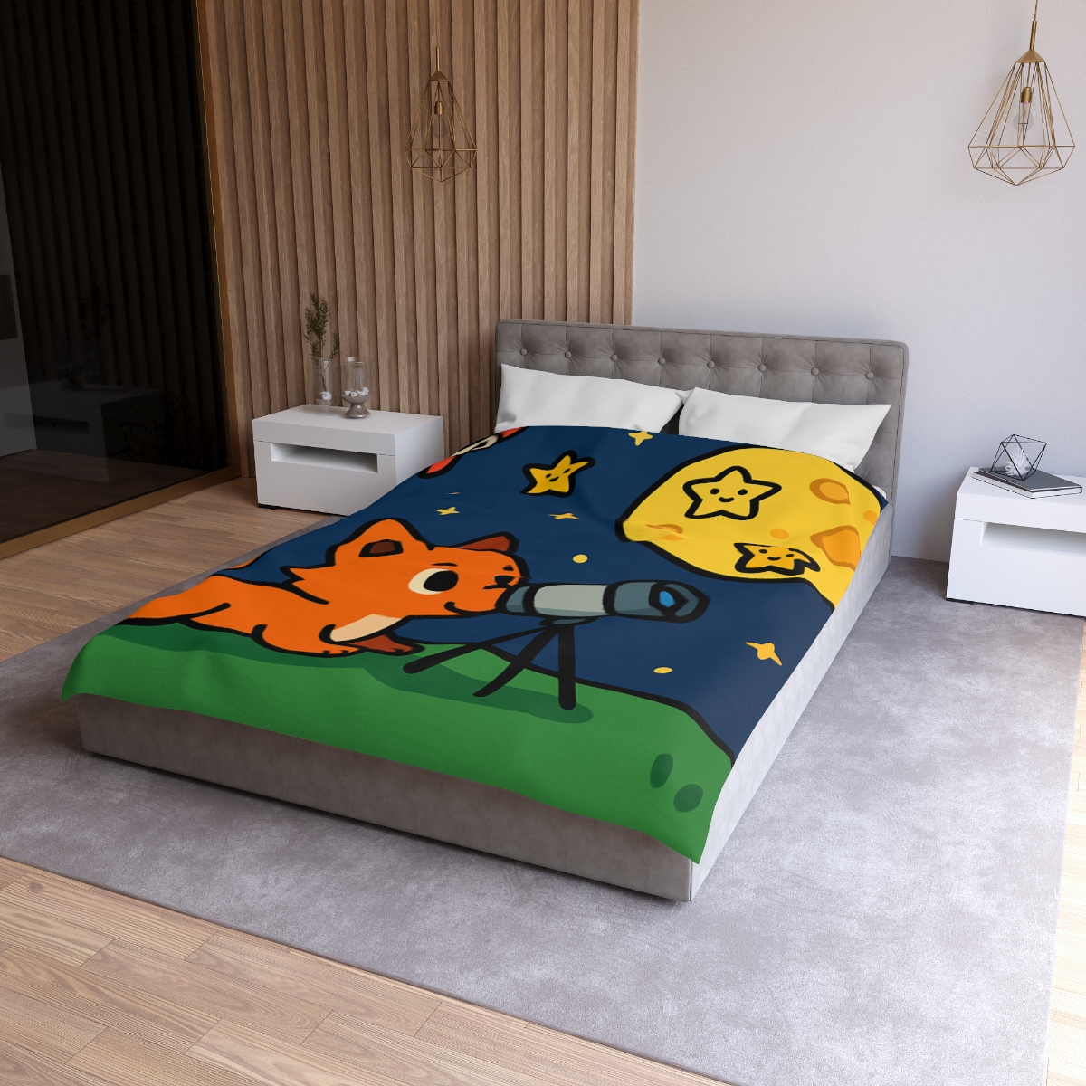 Stargazer Fox In The Moon Meadow warm winter duvets