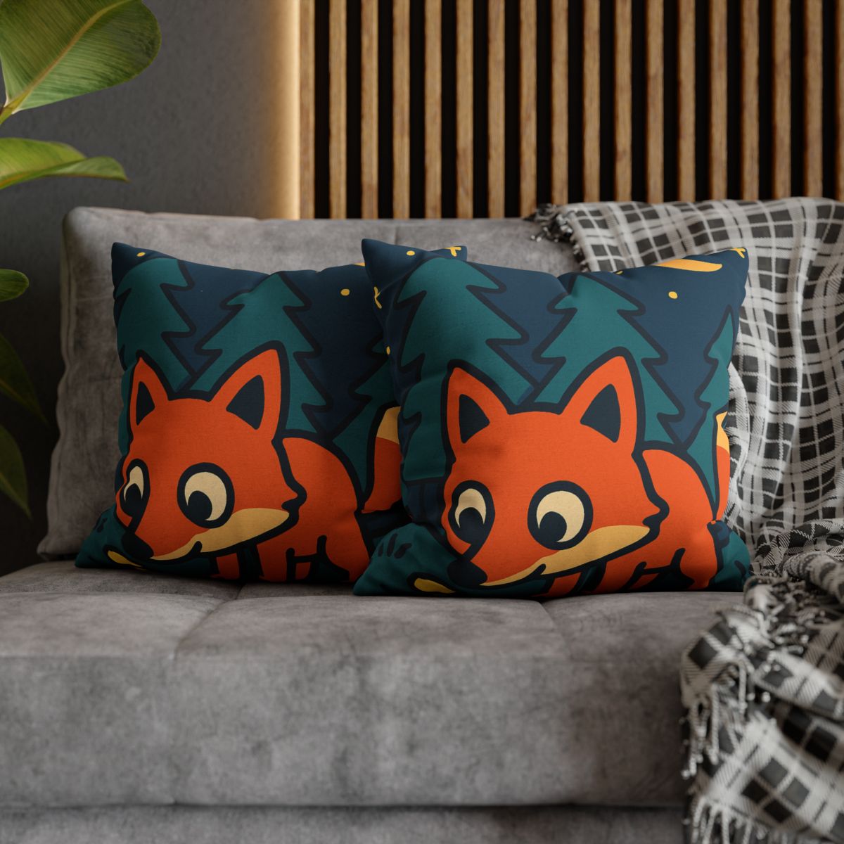 Starlight Forest Fox designer print pillow cases