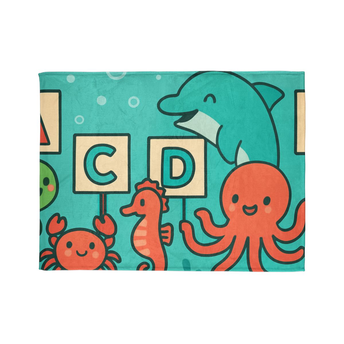 Coral Reef Alphabet Parade personalized cozy blankets