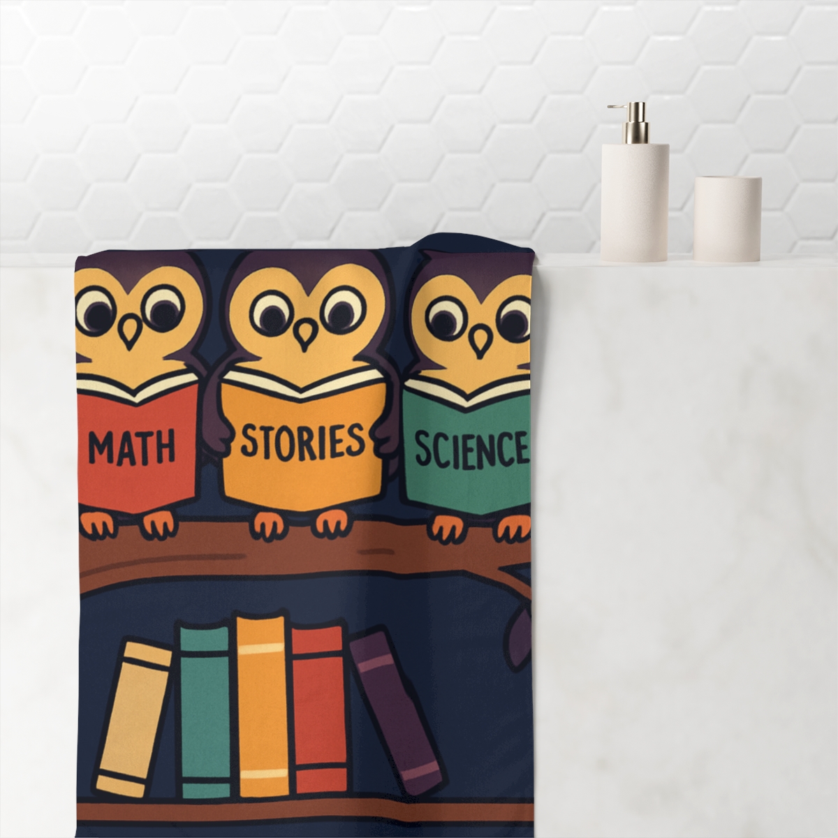 Moonlight Library Owls custom towels