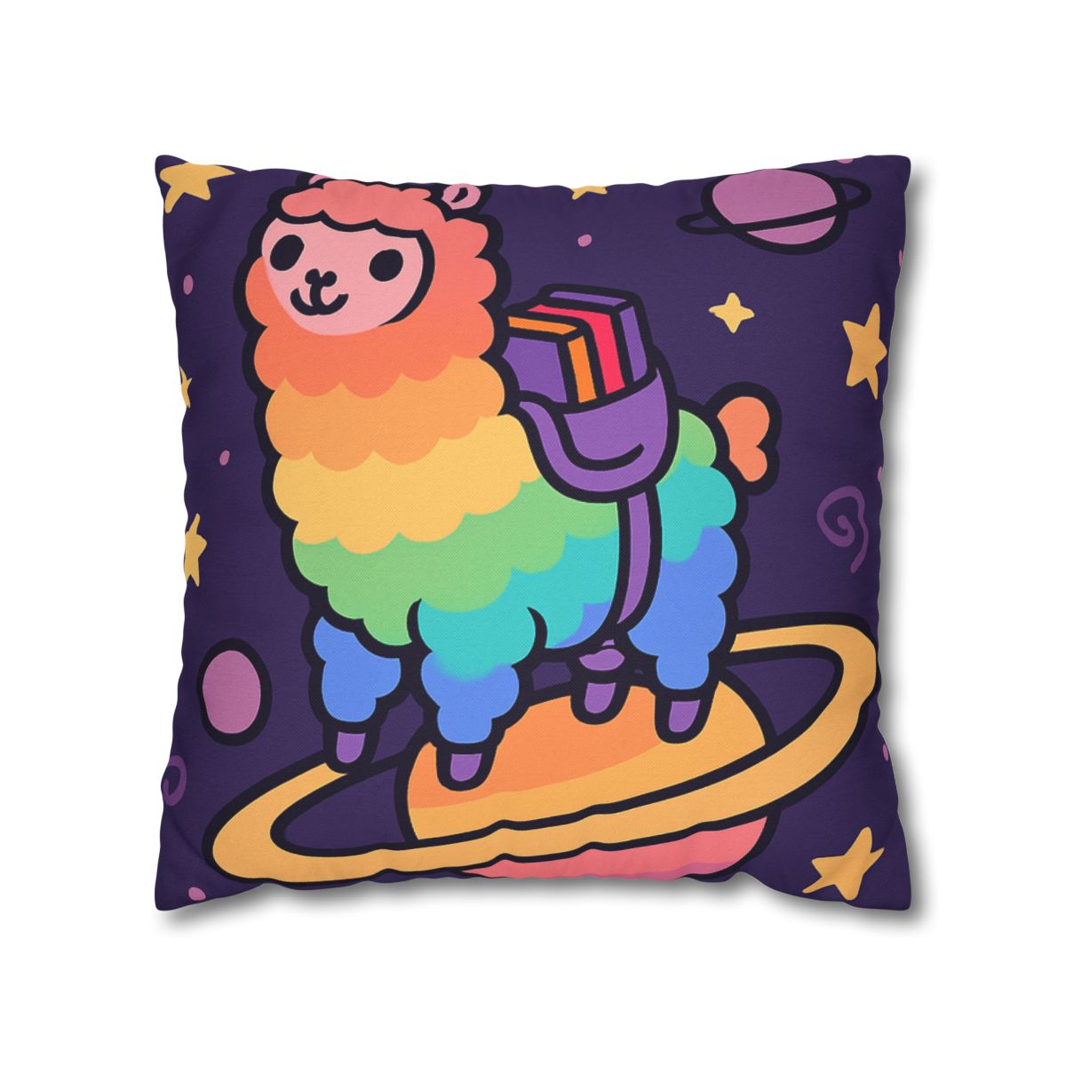 Galaxy Riding Rainbow Llama comfortable bedding pillow covers