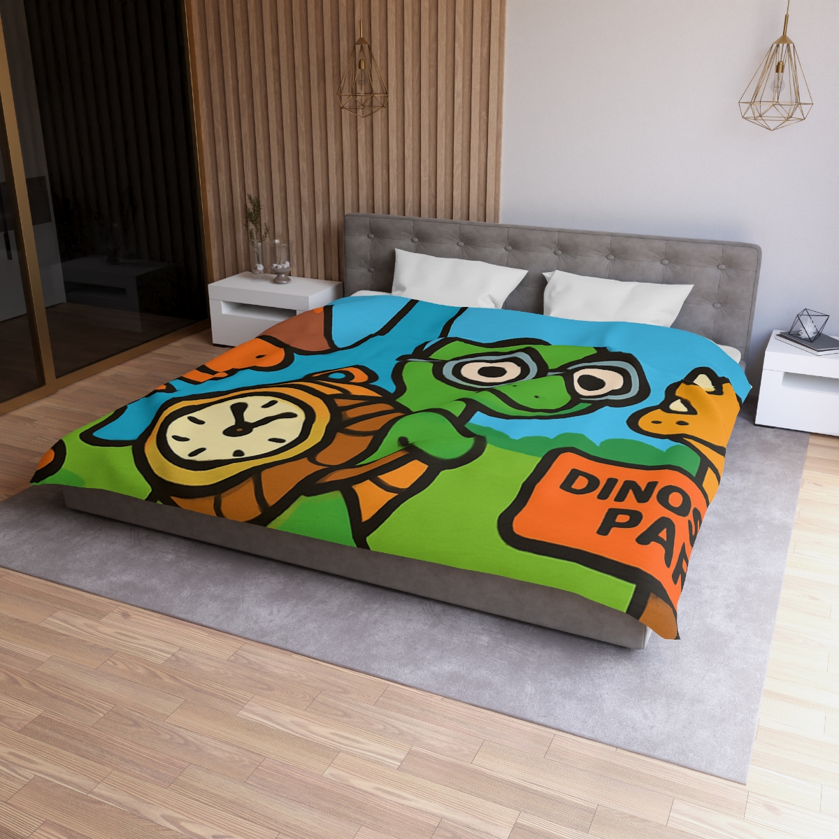 Time Traveling Turtle At The Dino Park designer printed duvets