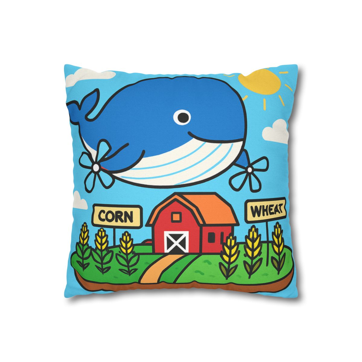 Windmill Whale Above The Floating Farm trendy patterned pillow cases