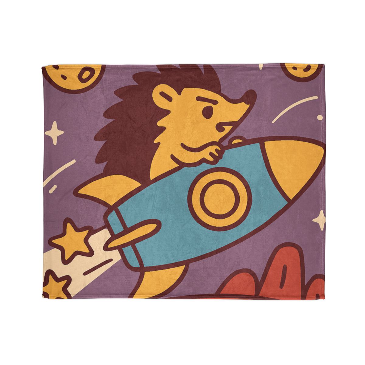 Rocket-Riding Hedgehog personalized cozy blankets