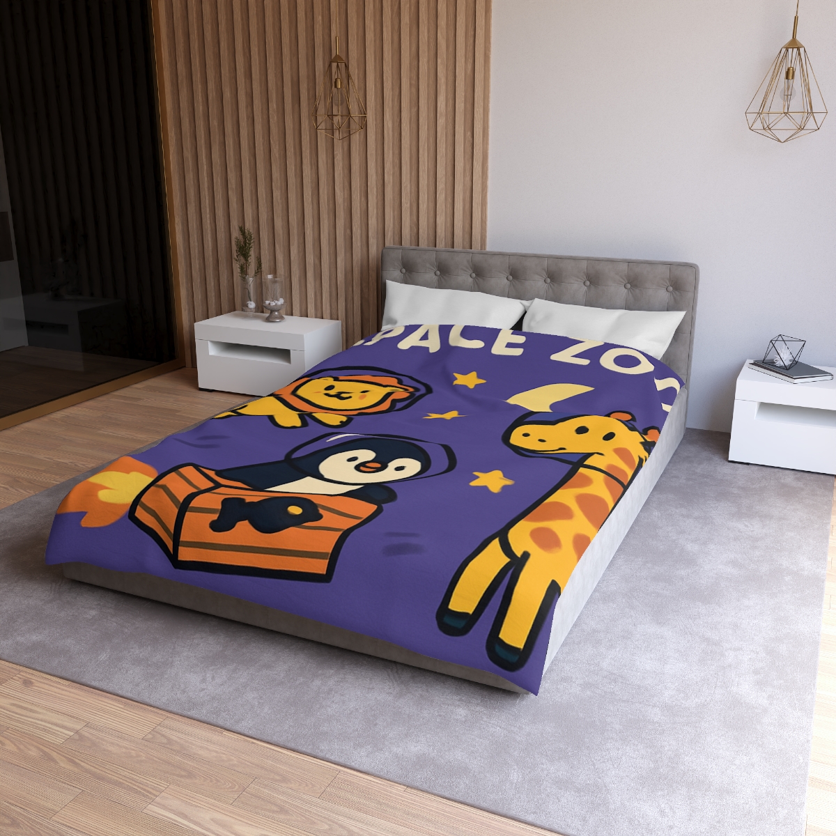 Starry Space Zoo personalized bedding duvets