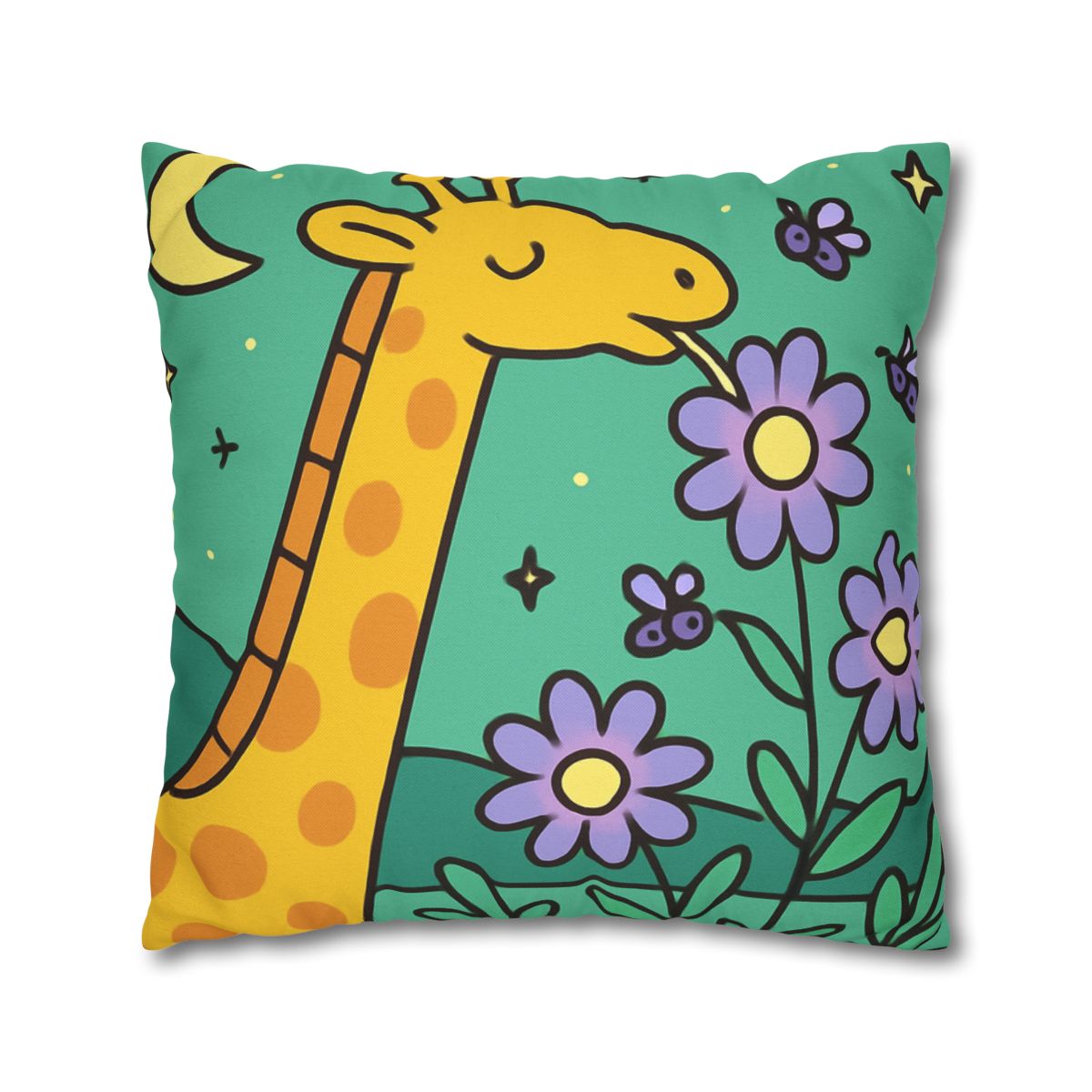 Galactic Garden Giraffe designer print pillow cases