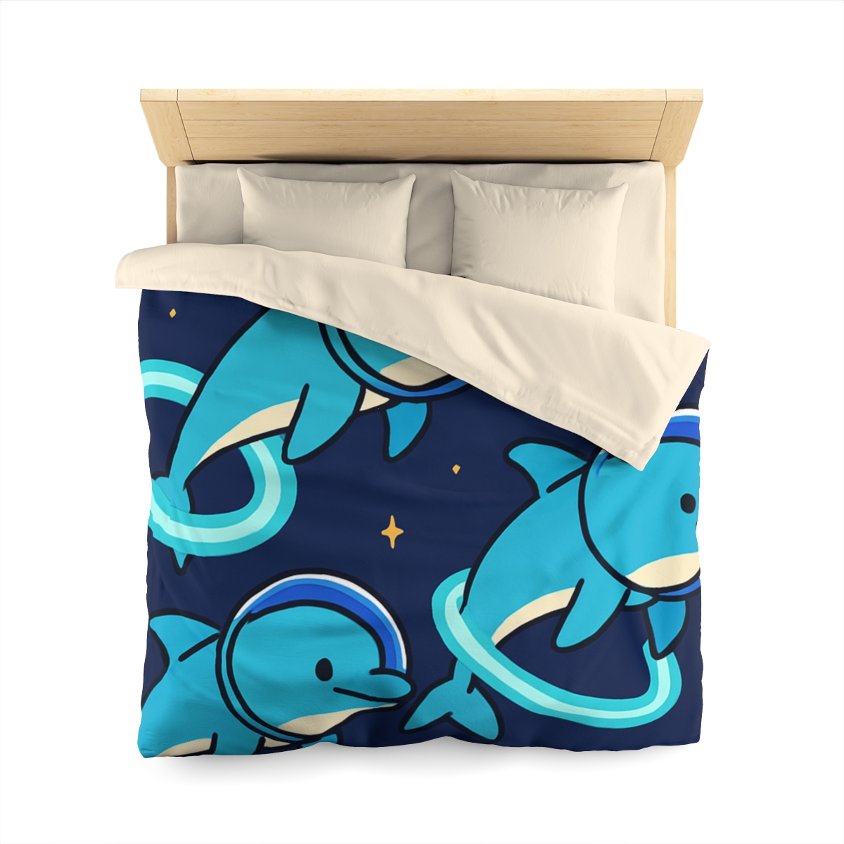 Cosmic Dolphin Playground personalized bedding duvets