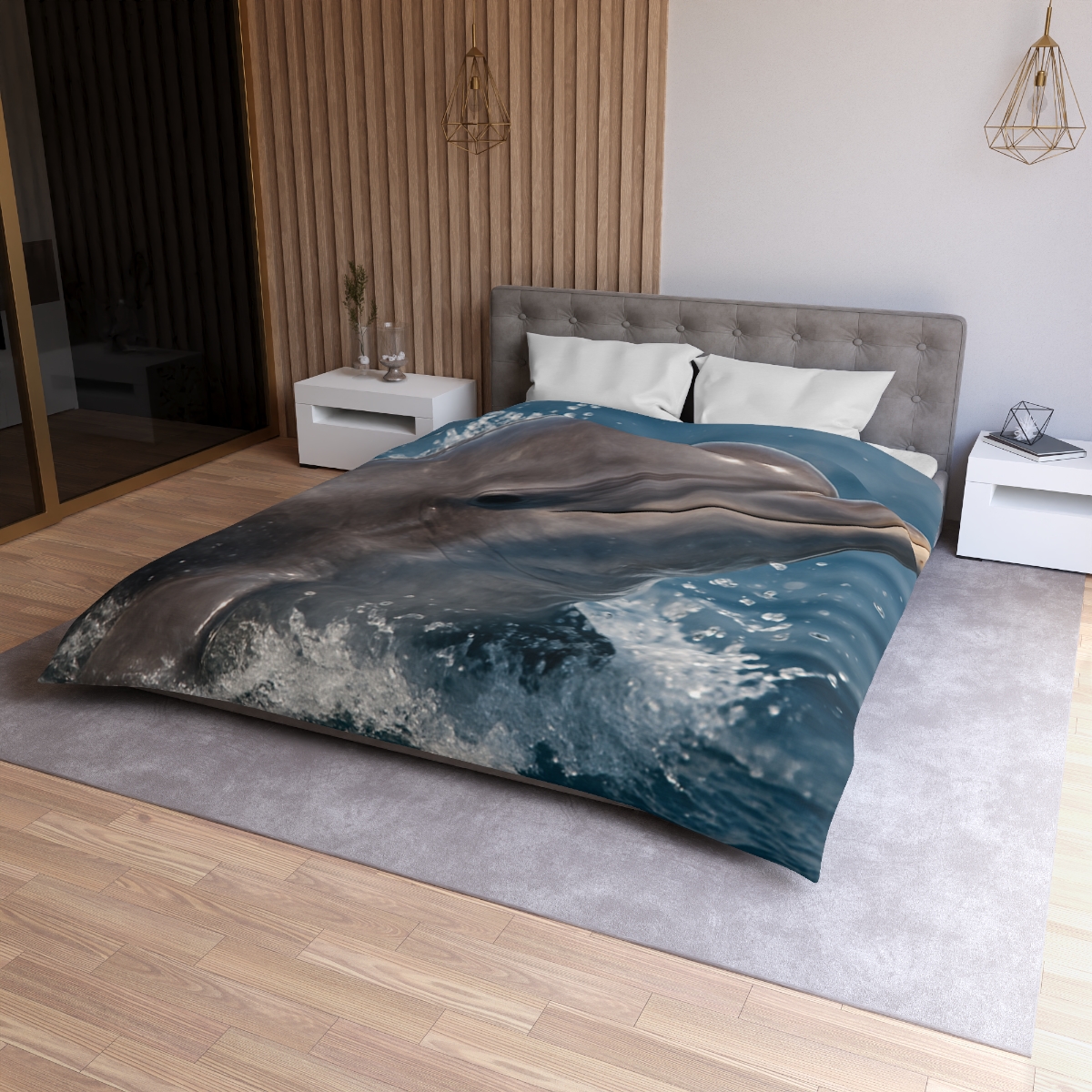 Mirrorflash Common Bottlenose Dolphin designer printed duvets