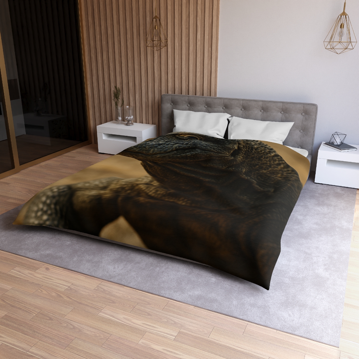 Ancient Sentinel Komodo Dragon designer printed duvets