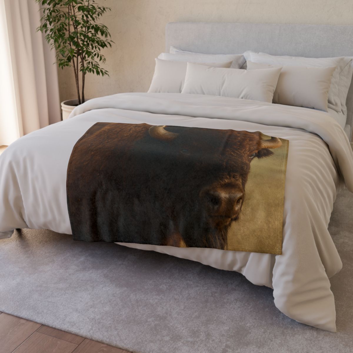 Thunder Stillness American Bison soft fleece blankets